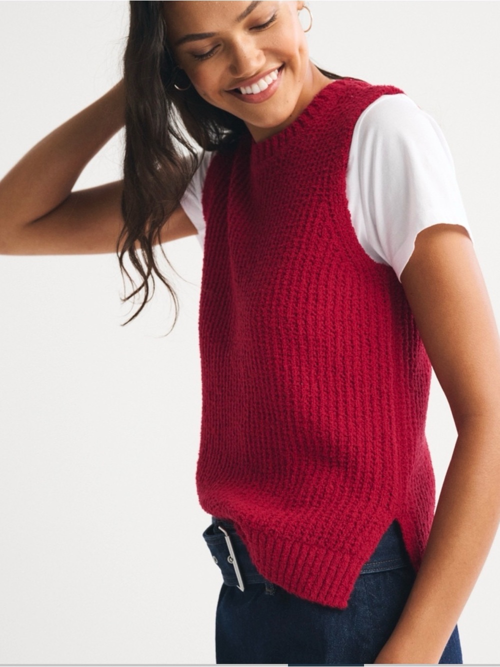 Abercrombie & Fitch Crimson Sleeveless Knit Vest